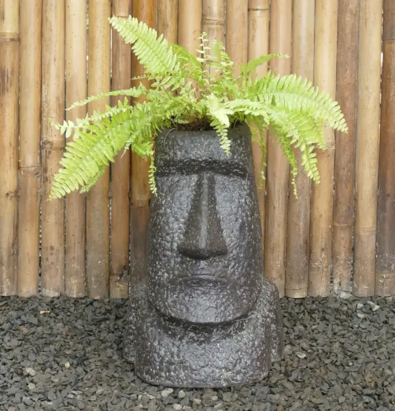 Product image 1 of the product “Moai head as planter, in the sizes from 40cm and 60cm, Antique Finish ”